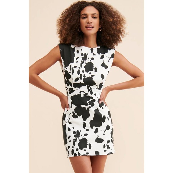 En Saison Dresses & Skirts - NWT En Saison Cow Print Denim Mian Mini Dress Black White Size S